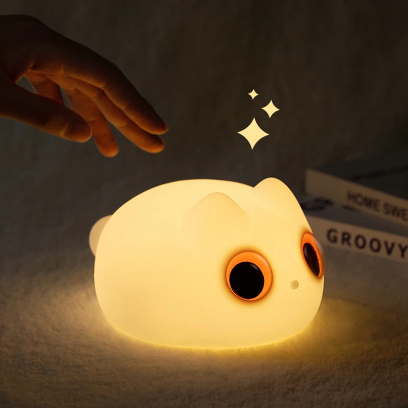 Niedliche Katze 3d Lampe Anime Silikon Nachtlicht Touch Control USB wiederauf ladbare Timing Dimmen Schlaf Nacht lampe für Raum dekor Image