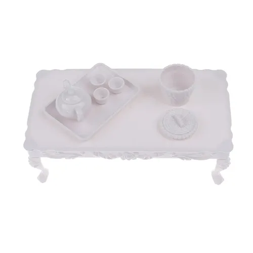 Antike Puppenhaus Miniatur möbel weißer Tee tisch Teese rvice Esstisch Couch tisch Modell Set
