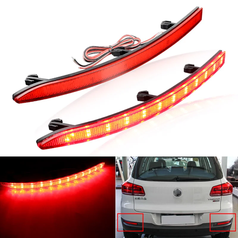 2 Stücke/1 Satz LED Heckstoßstange Reflektor Licht Für Volkswagen Tiguan 2009 2010 2011 2012 2013 2014 2015 Auto Schwanz Stop Bremsleuchte Image