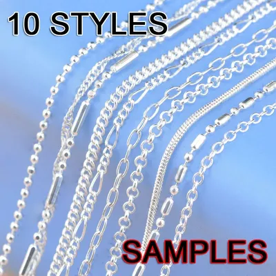 10 Stück fein 10 Stile 16-30 "1,2-2mm echte Sterling Silber Schmuck Glieder ketten Halskette mit