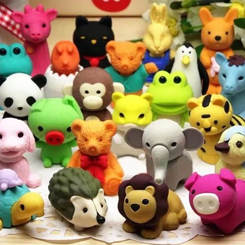 30 Stück Tier Radiergummis Desktop Haustiere Tier Bleistift Radiergummis Bulk Puzzle Spielzeug