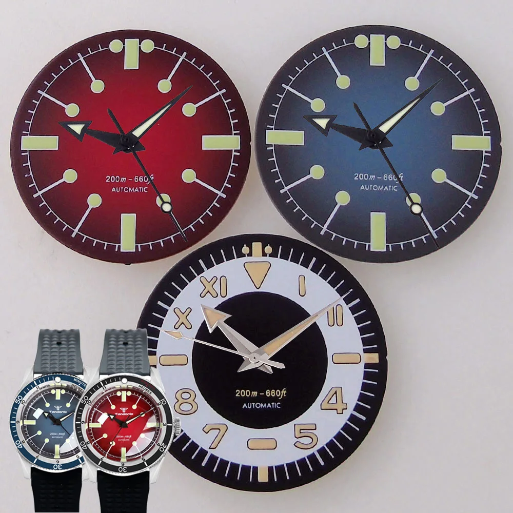 Taucheruhr Zifferblatt 31mm für Seik NH35 NH36 Uhrwerk Grün Leuchtendes Vintage Zifferblatt Tauchen Armbanduhr Zubehör