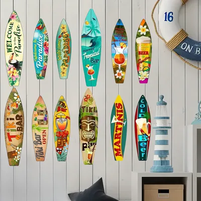 Surfbrett Holz schild Wand kunst Dekor Getränke Strand kaltes Bier Tiki Bar Margarita & Martinis Image
