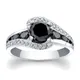 Neue silberne Farbe schwarzer Stein Frauen Ehering schillernden Kristall Zirkon zarten Geschenk
