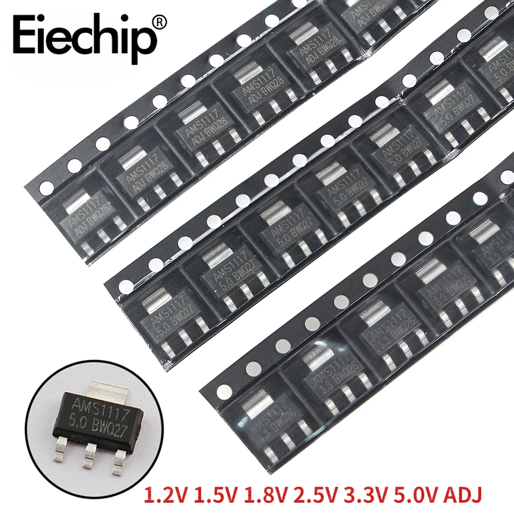 Spannungsregler-Sortiment, 30 Stück, TO-252-Packung (78–05–15 V) und 70 Stück SOT-223-Kit (AMS1117–1,2 V–5 V) für zuverlässige Leistungsregelung Image