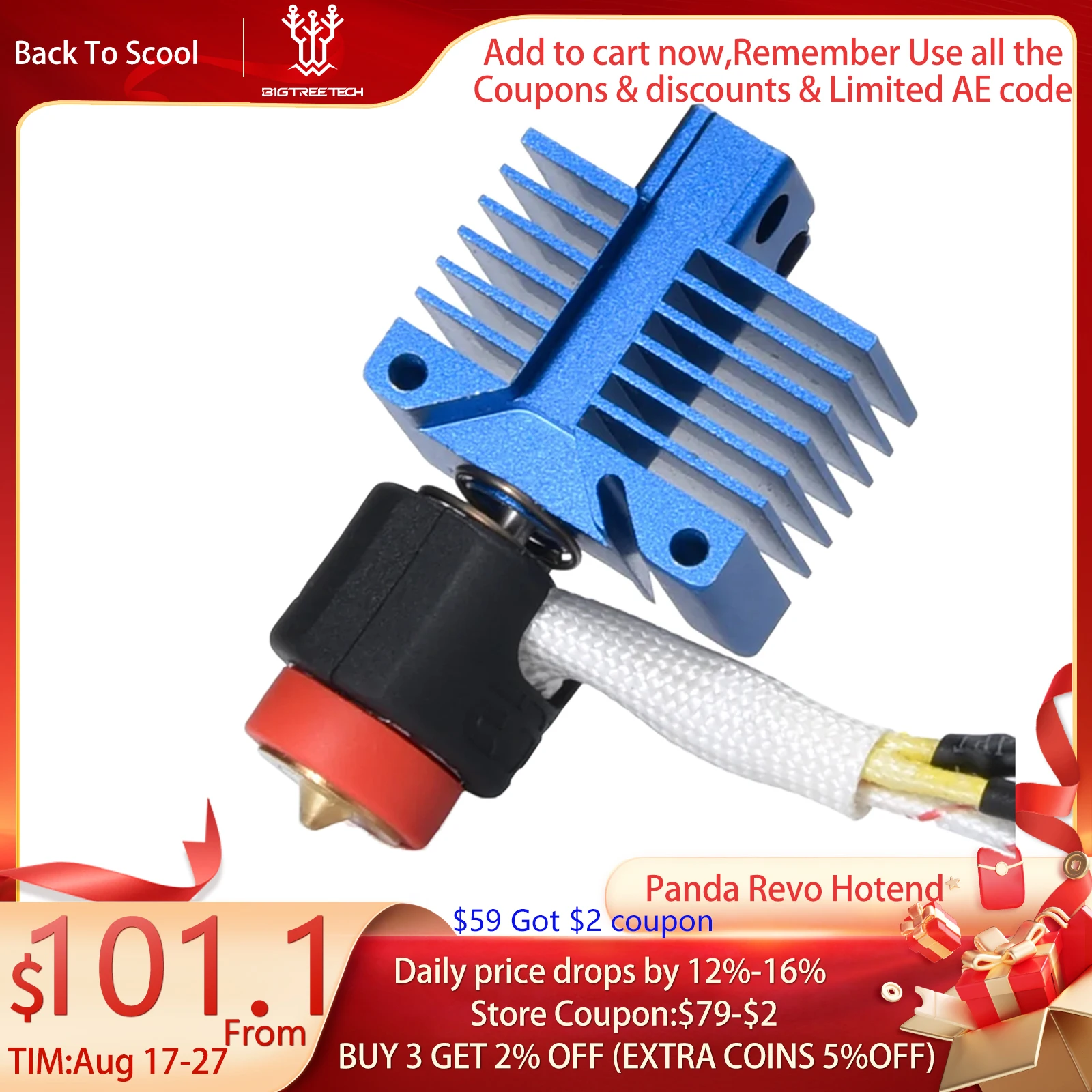 BIQU Panda Revo Hotend für X1 P1 Bambu Lab 0,4 mm Revo HF Düse 60 W Heizung Drucker All-in-One Düsen Heatbreak Titan Düse Image