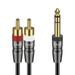 J&D Heavy Duty 6.35mm 1/4 inch Male TRS to 2 RCA Male Stereo Audio Y Splitter Cable 3 Feet