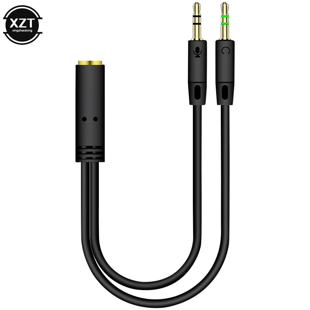 3,5mm Jack Mikrofon Headset Audio Splitter Kabel Weiblichen zu 2 Männlichen Kopfhörer Mic Aux Verlängerung Kabel Für telefon Computer cabo Image