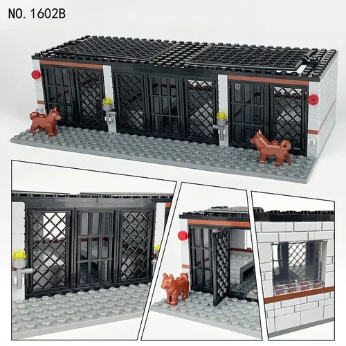 Militär Moc Serie simuliert Käfig Gefängnis Mini Polizei Hund Bausteine Ziegel Spielzeug Geschenke