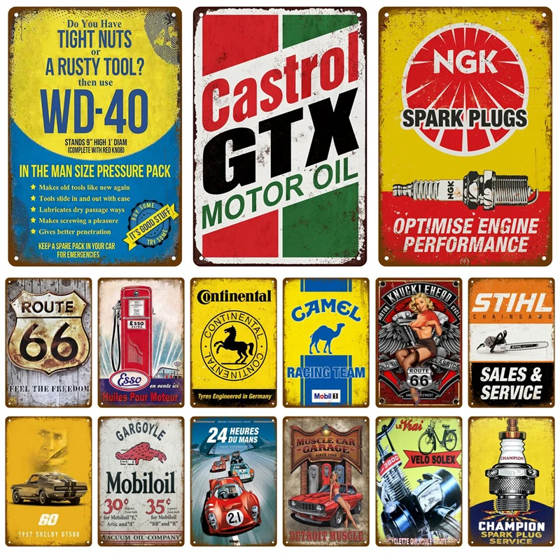 Werkstatt Auto Teile Metall Zeichen Werbung Platte Wand Dekor Retro Decor Auto Teile Zeichen Vintage Zinn Zeichen Metall Poster Für Garage Image