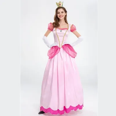 Halloween Party Pfirsich Prinzessin Aurora Cosplay Kostüm Super Bros Spiel Pink Sweet Queen Kostüm Image