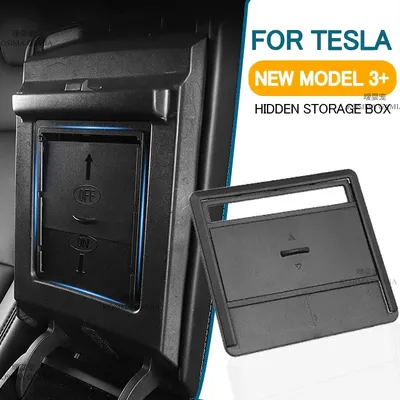 Auto Versteckte Lagerung Box Für Tesla Modell 3 2024 Center Konsole Organizer Armlehne Halter Box Image