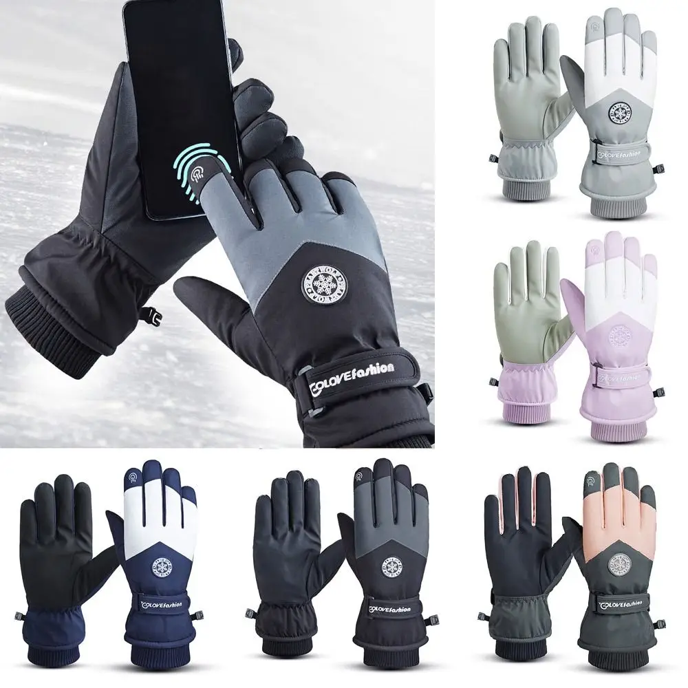 Winter Snowboard Ski handschuhe Pu Leder rutsch feste Touchscreen wasserdichte Motorrad Fahrrad Fleece warme Reit handschuhe Image