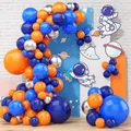 Blaue Luftballons Girlande Bogen Königsblau Orange Silber Latex Ballon Kit Kinder Raum Party