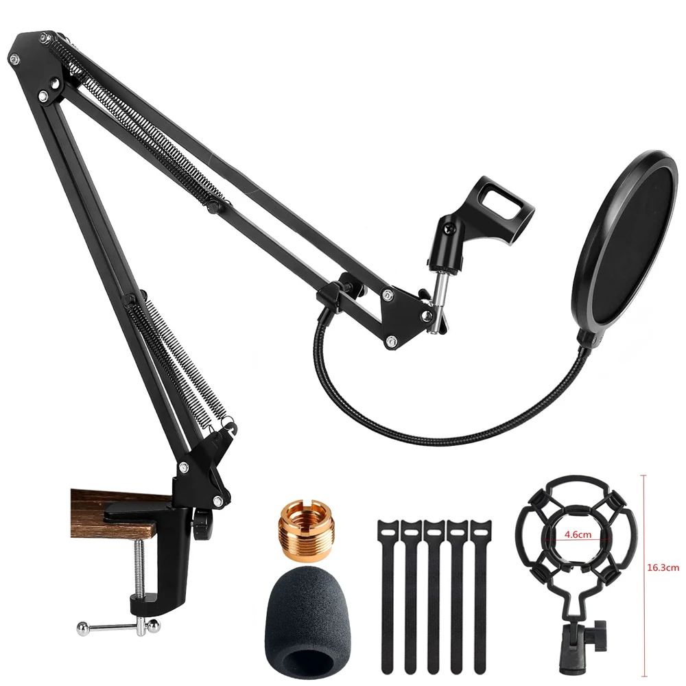 Metall Mikrofon Ständer Hohe Qualität Cantilever Arm Halter Scissor Desktop Mic Ständer für K688 AM8 A8 A6V Mic Live Streaming Image