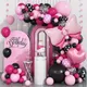 115 pc rosa schwarz Pailletten Thema Latex Luftballons Herz Bogen Knoten Folie Luftballons Baby