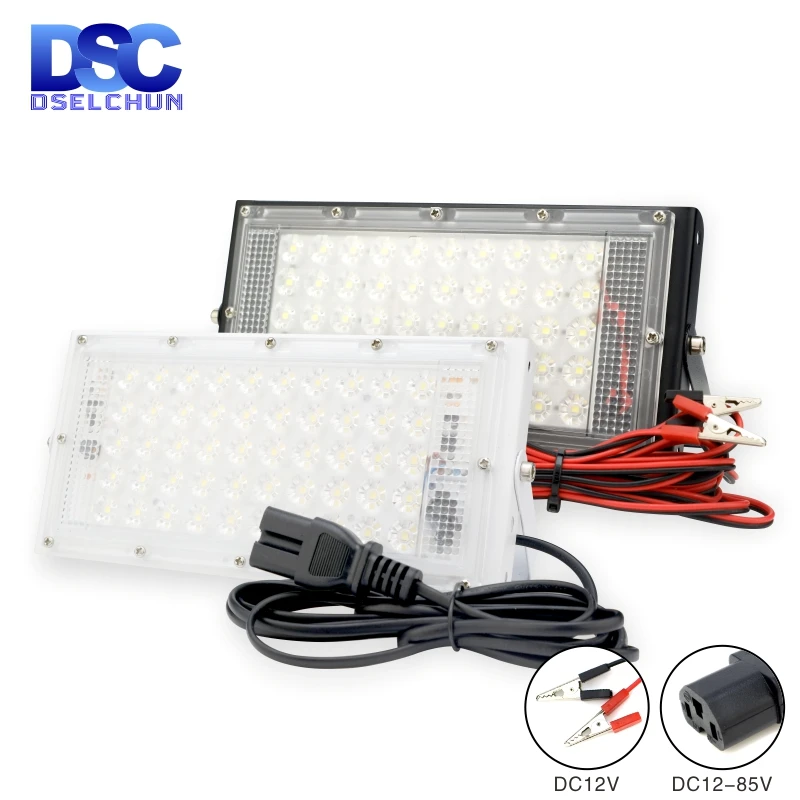 DC 12V-85V 50W Led Flutlicht Outdoor Flutlicht Scheinwerfer 12v Volt Reflektor Led Tragbare sicherheit Licht Verbinden mit Batterie Image