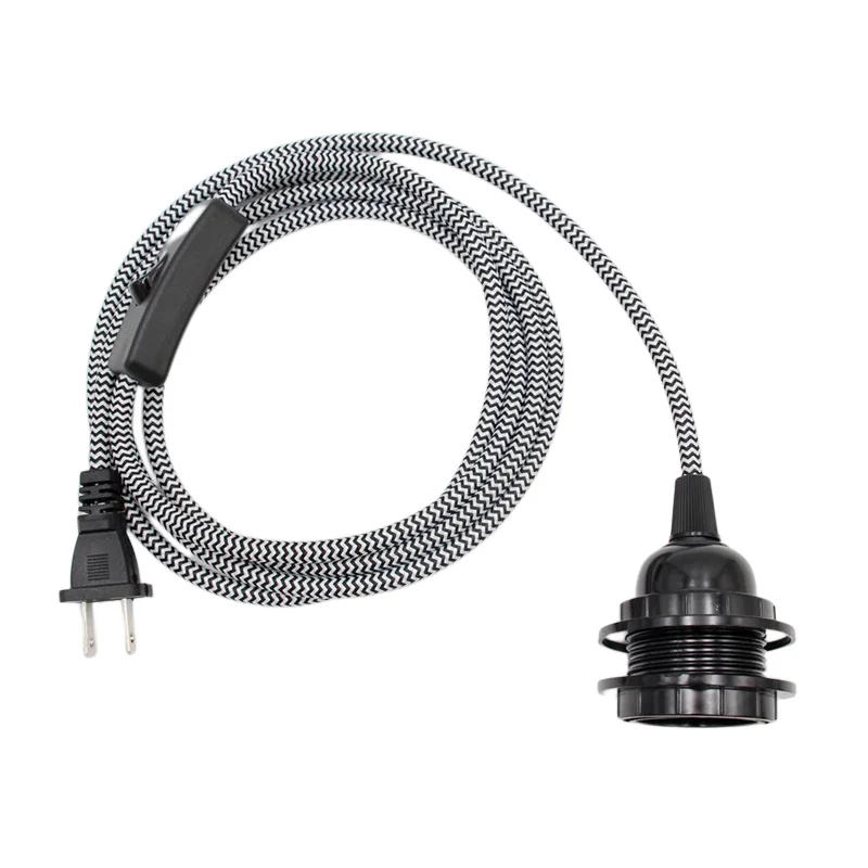 US 2-polige Stecker-Netzkabel mit Inline-Schalter, Schraube, Lampenfassung, Lampenfassung für Laterne, Hängeleuchte, Tischlampe