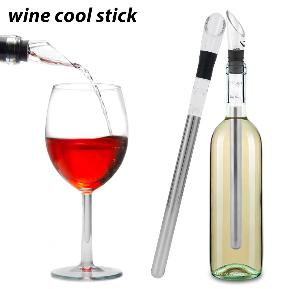 Weinflasche Kühlung Kühler Eis Chill Rod Stick Edelstahl Belüfter Ausgießer Stopper Bier Getränke Gefrorener Stick für Bar Werkzeug
