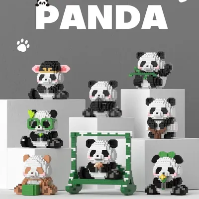 Chinesischer Panda-Baustein für Kinder von 6 bis 8 Jahren, Kinderspielzeug, 3D-Konstrukteur, Image