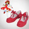Japanischen Anime Card Captor Sakura Cosplay Schuhe Für Frauen Schöne Rote Bogen Pu Leder Schuhe