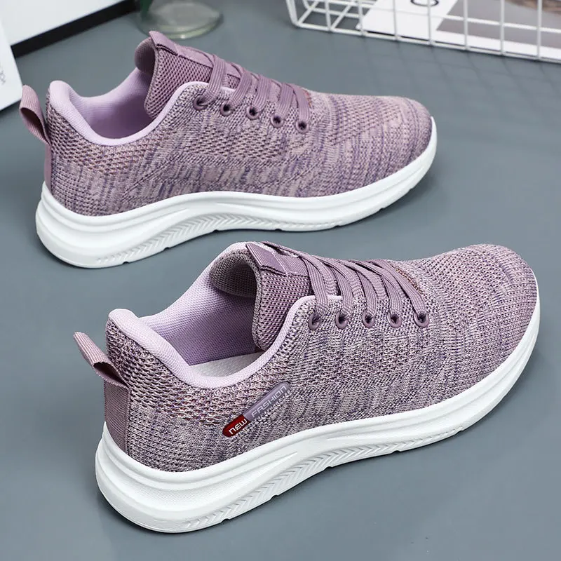 Damen Frühling und Herbst neue gestrickte Damenschuhe Schuhe weiche Sohle Casual Sportschuhe für Damen Turnschuhe