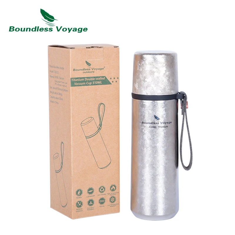 Boundless Voyage Titan vakuum isolierte Sport wasser flasche große Kapazität 510ml Outdoor tragbare Ultraleicht flasche ti3011 Image