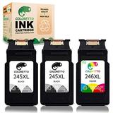 COLORETTO Remanufactured Printer Ink Cartridge Replacement for Canon Pg-245Xl Cl-246Xl PG-243 CL-244 to use with Canon PIXMA MX492 MX490 IP2820 MG2420 mg2522 TS3122 (2 Black+1 Color) Combo P