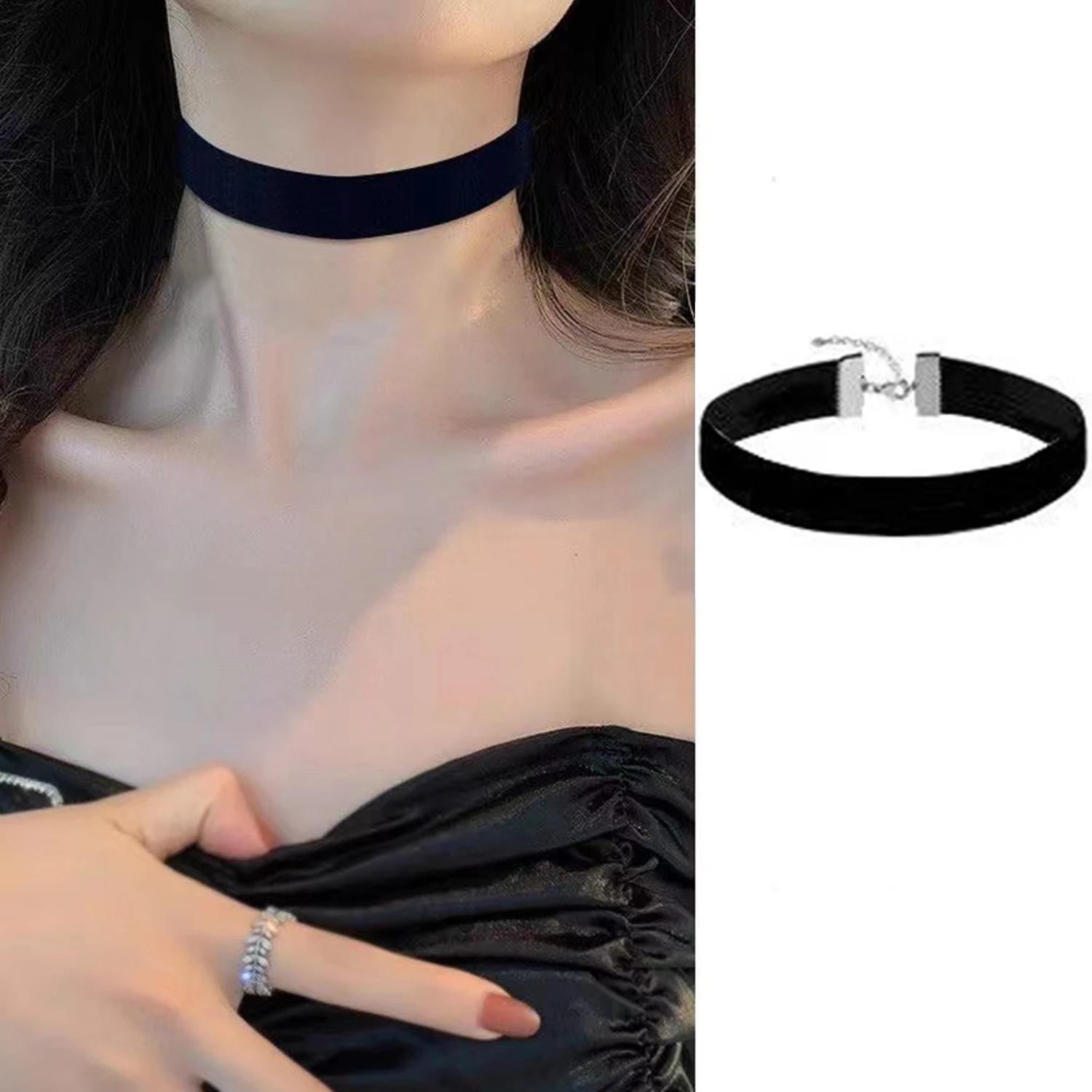 Mode Sexy Punk Gothic Schwarz Samt Choker Halsketten Einfache Vintage Schlüsselbein Hals Kette Frauen Mädchen Partei Schmuck Zubehör