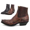 2024 Herren Western Cowboy Stiefel Männer Frauen Stickerei Design Spitze Schuhe Mann Stiefeletten Unisex Leder Stiefel Plus Größe 35-48