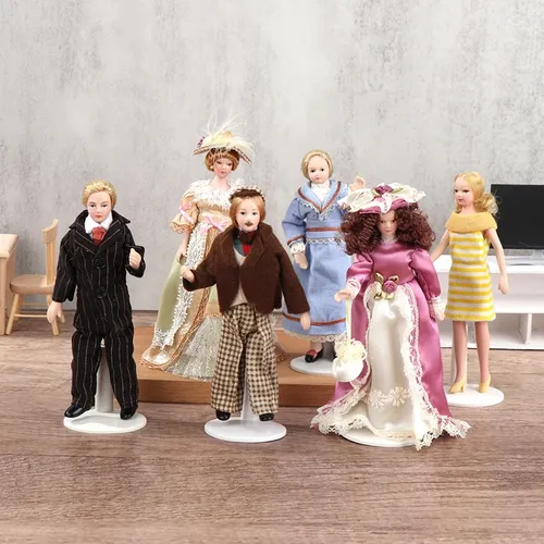 1:12 puppenhaus Miniatur Viktorianischen Puppe Menschen Modell Mädchen Kleid Puppe Britischen Stil