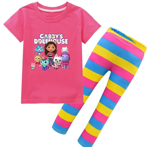 Kinder Sommer Gabby Puppenhaus Set Baby Mädchen T-Shirt Hosen Sets Kleinkind Mädchen Gabbys