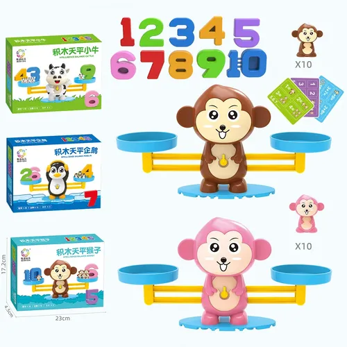 Baby Affe Waage Spiele Spielzeug Montessori Mathe Nummer Spielzeug digitale Waage Brettspiel