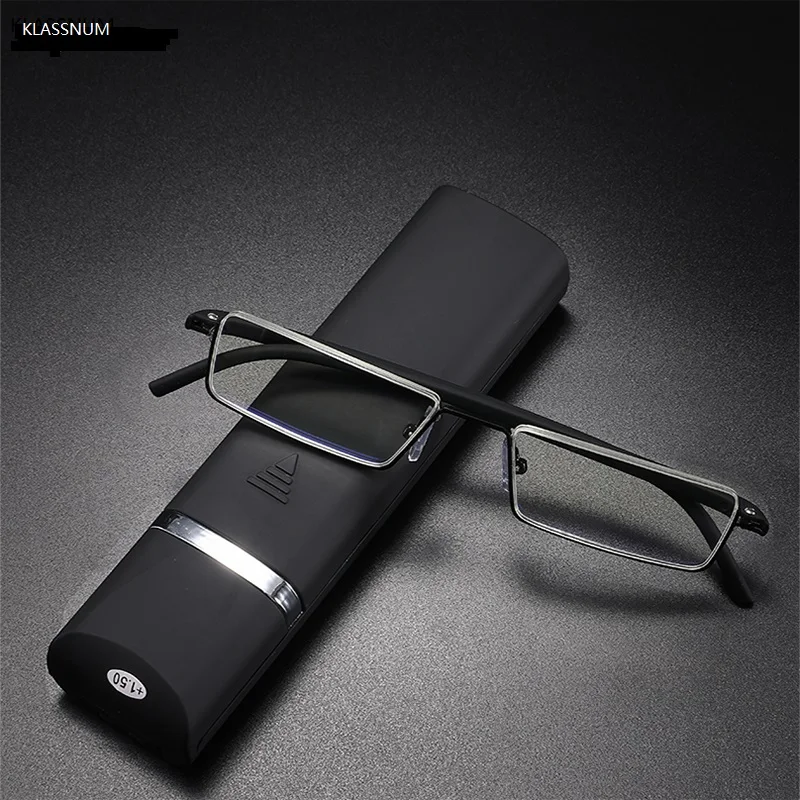 Neue tr90 presbyopische Brille Mann Blaulicht Lesebrille Männer Metall quadratische Brille für Visier plus Linsen 1.75 2.25 2,75 Image