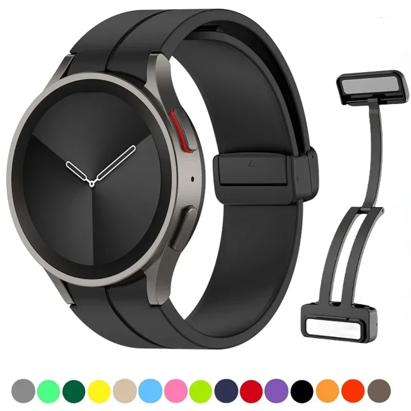 Original Silikonband für Samsung Watch 7 6 5 4 Classic Armband 47 mm 43 mm 44 mm 40 mm Magnetschnalle für Galaxy Watch 5 Pro 45 mm Image