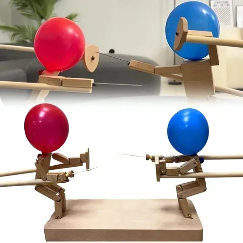 Spaß Ballon Bambus Mann Kampf handgemachte Holz Fecht Puppen Holz Bots Kampfspiel schlagen einen