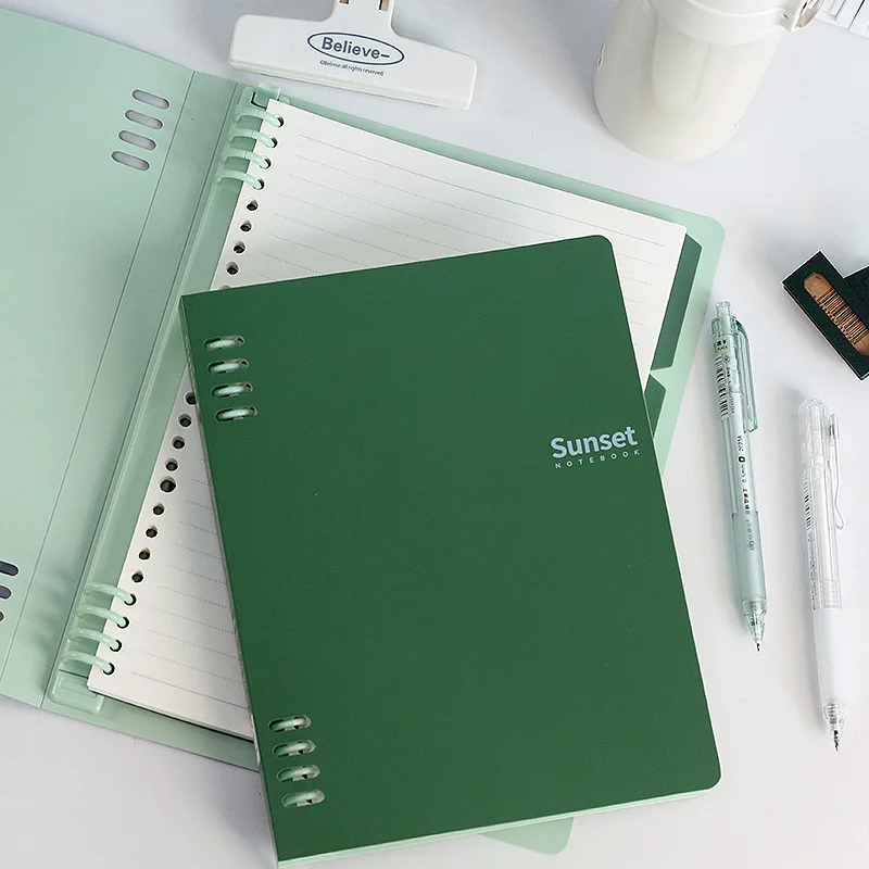 Blau Grün Einfache Schale Keine Kratzer Loseblatt-PP-Einband A5-Handbuch Loseblattkern B5 Horizontale Innenseite Abnehmbar Image