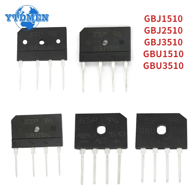 5PCS Diode Brückengleichrichter GBJ1510 GBJ2510 GBJ3510 GBU1510 GBU3510 Gleichrichter Kit Image