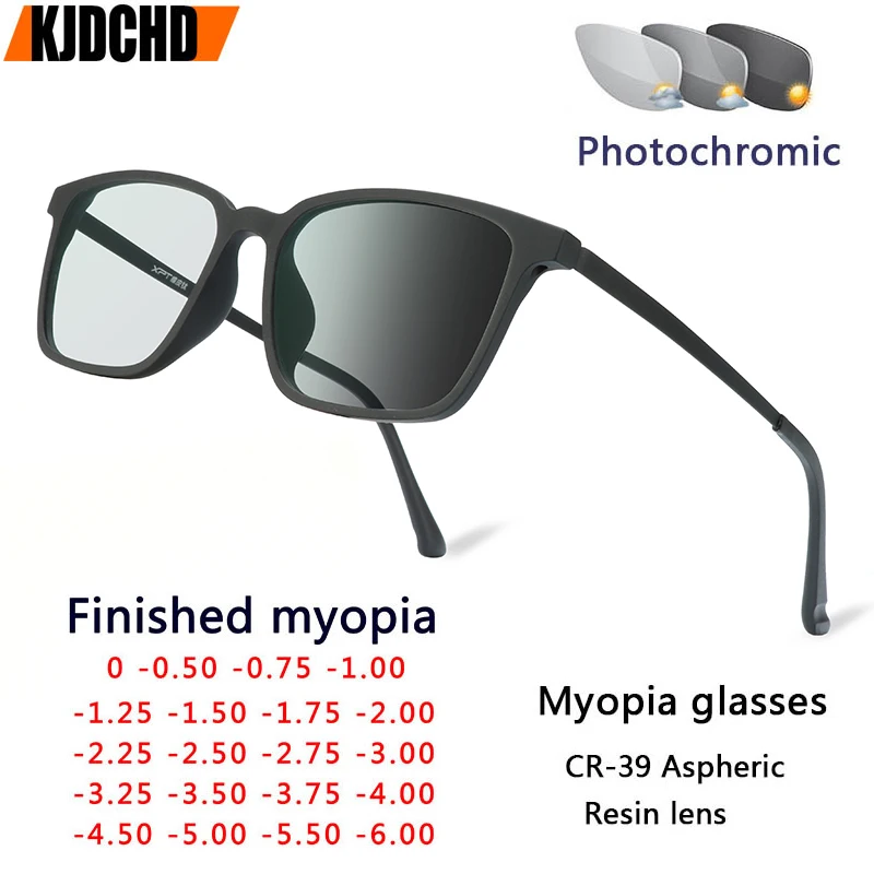 Quadratische Titan-Myopie-Brille mit leichtem und bequemem UV-Schutz. Kurzsichtigkeitsbrille 0 -0,5 -0,75 bis -6 Image