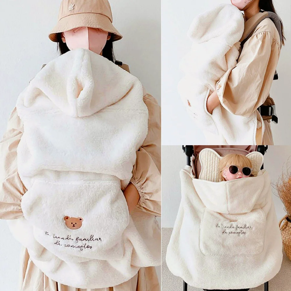 Herbst Winter Baby decke für Kinderwagen Schlinge Abdeckung Korallen Fleece Bär Hase Neugeborenen Wickel Wickel Kleinkind Kleinkind Flanell Stepp decke Image