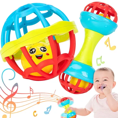 Baby rasselt 0 12 Monate Baby Lernspiel zeug Shaker Grab Spin Set sensorische pädagogische