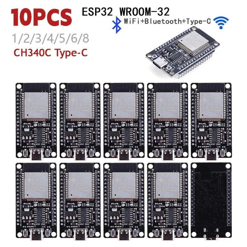 1-10 stücke esp32 WROOM-32 ESP32-S Entwicklungs board wifi + bluetooth-kompatibles TYPE-C esp32 30pin esp32 nodemcu Entwicklungs modul Image