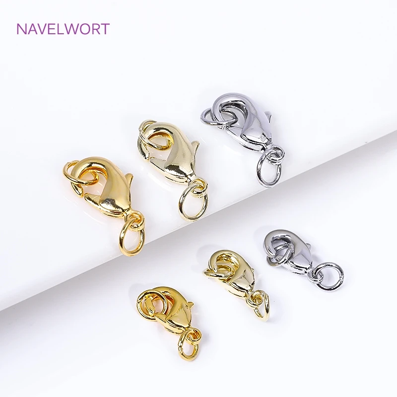 Messing 18 Karat vergoldet 10/12mm Karabiner verschluss mit geschlossenem Ring, Verschluss für Schmuck, Karabiner verschluss, Zubehör für Schmuck Image