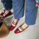 Suojialun Frühling neue Frauen flache Schuhe Mode rote Damen elegante Mary Jane Schuhe flache Ferse