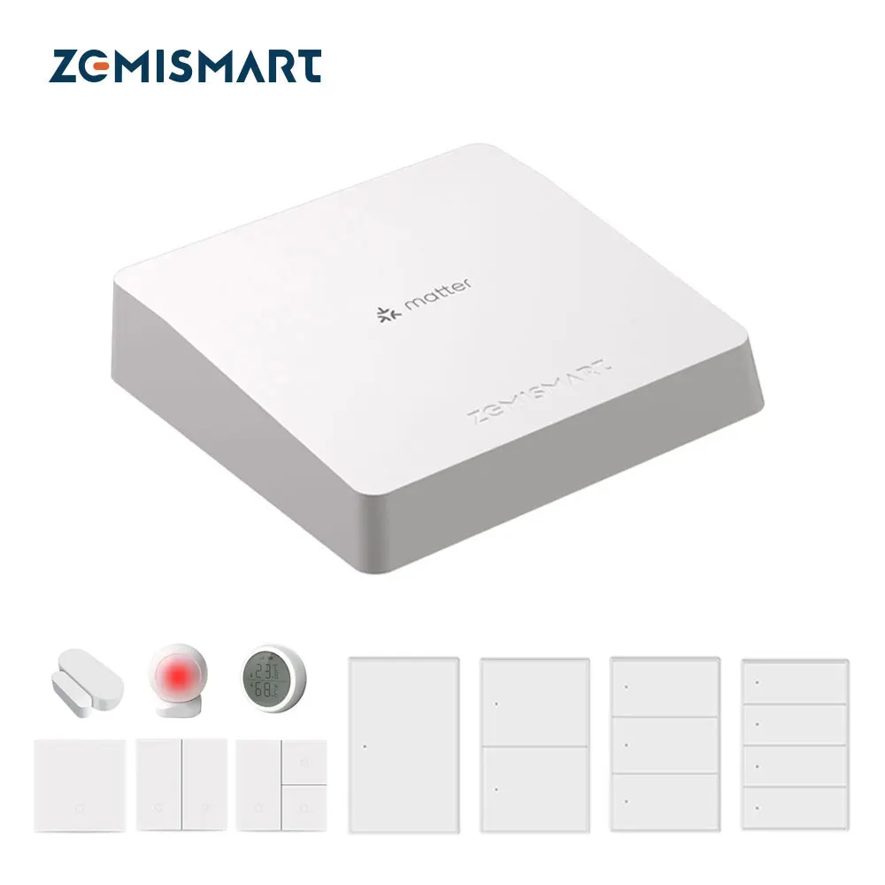 Zemismart Matter Thread Hub Smart Control Zigbee PIR Sensor Türsensor Temperatur Feuchtigkeitssensor US EU Wandschalter Funktioniert mit Tuya Image