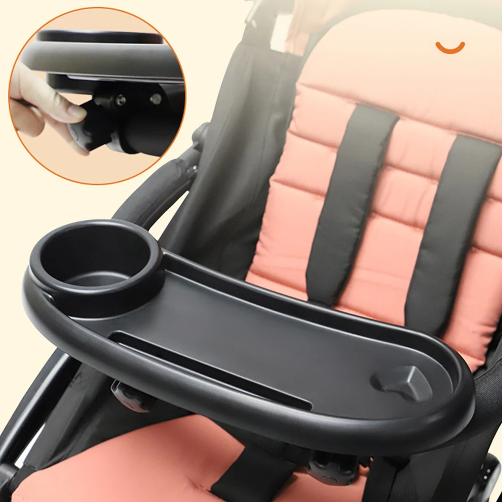 3-in-1-Getränkehalter für Kinderwagen, rutschfest, universelles Kinderwagen-Tablett, Kinderwagen-Snack-Fänger und Getränkehalter für Kinderwagen-Zubehör Image