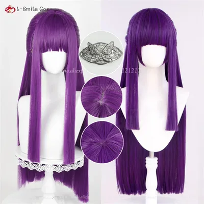 2 Arten Anime Farn Cosplay Frauen 80 cm Lila Gerade Farn Cosplay Perücke Hitzebeständige Image