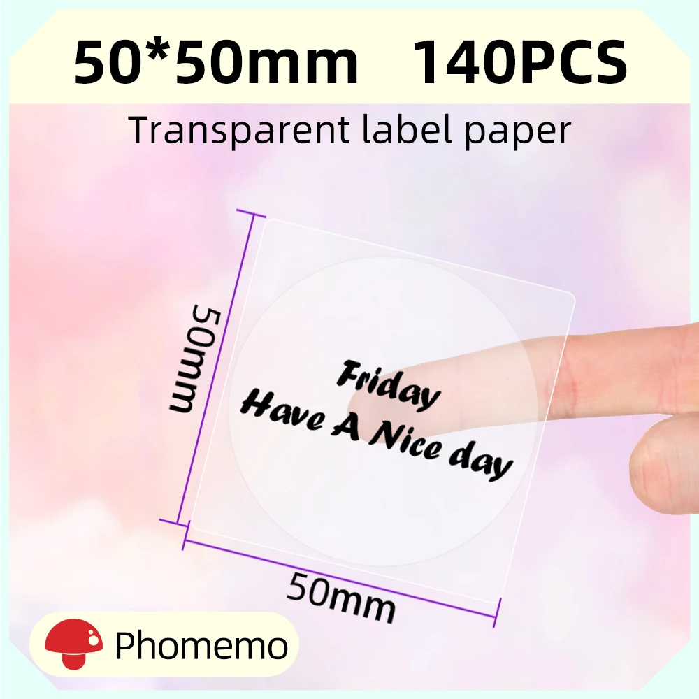 Phomemo klares, transparentes, quadratisches, rundes Etikettenpapier für Phomemo M110 M220 M221 Drucker, Thermoaufkleber, bedruckbares Papier, 40 x 30 mm Image