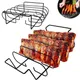 Antihaft-Grill Rib Rack Stand Grill Steaks Racks Edelstahl Huhn Rindfleisch Rippen Grill schwarz für