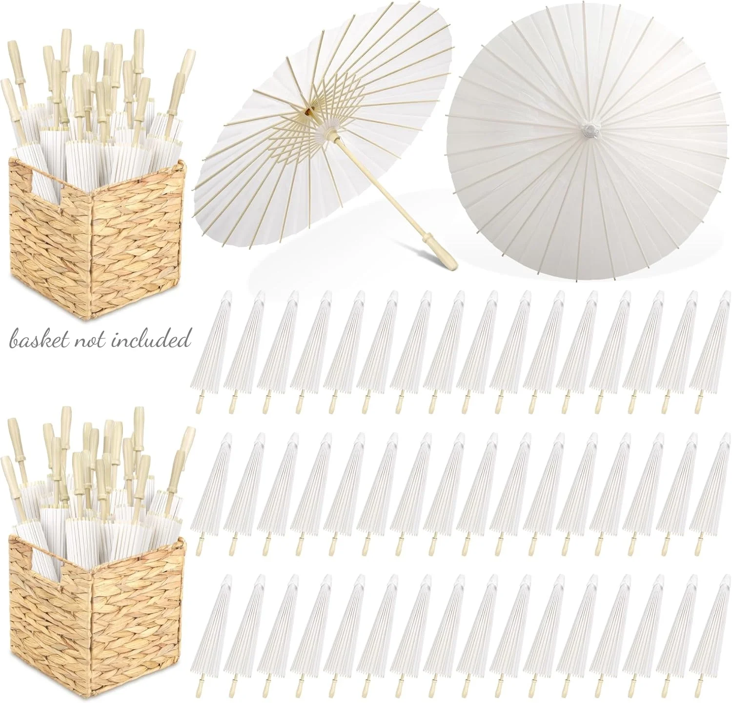 Weißer Papier-Sonnenschirm für Hochzeitsfotos, Cosplay-Requisite, DIY-Regenschirm für Brautparty, Babyparty, 60cm 80cm 10/15/20/30/50/100 Stück Image